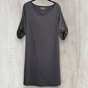 SOYBU Black Gray Stripe Lightweight Cool Boatneck Stretch Yoga Dress Women's XL